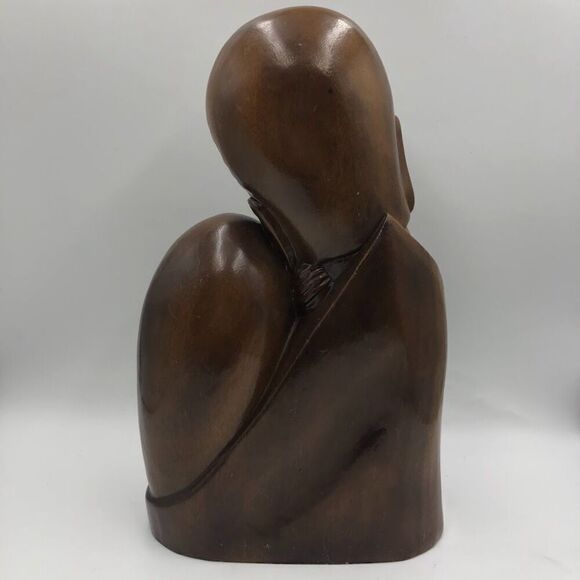 Vintage MCM Hand Carved Wood Sculpture Bust Art Holy Family Jesus Mary Joseph - Picture 7 of 14